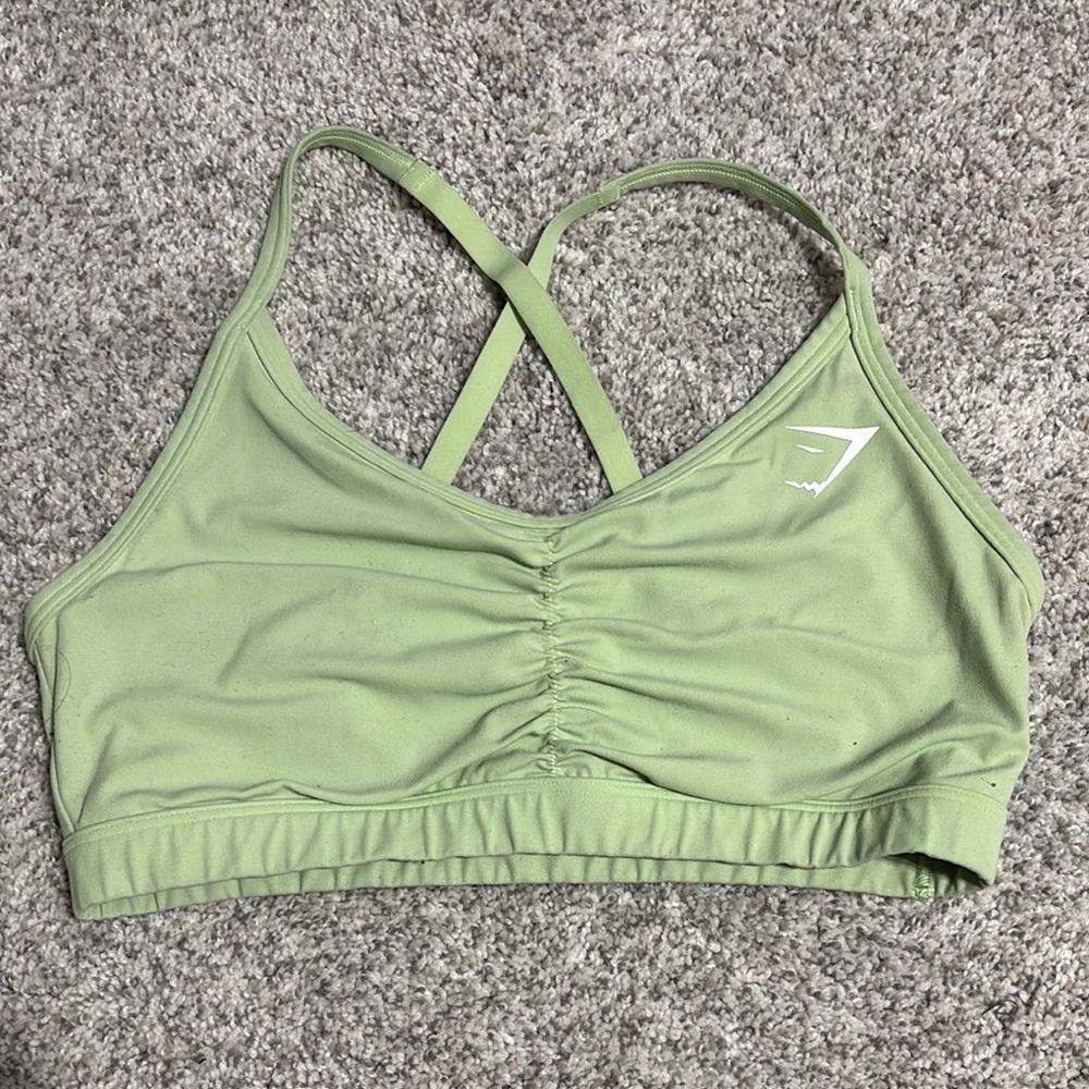 Gymshark Green Seamless Sports Bra with Ruched Front